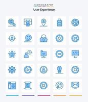 kreativ användare erfarenhet 25 blå ikon packa sådan som internet. värld. Rör. enkel. batteri vektor