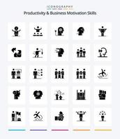 kreative Produktivität und Geschäftsmotivationsfähigkeiten 25 Glyphen-Vollschwarz-Icon-Pack wie Leader. Geschäft. Betreuung. Geist. erhöhen vektor
