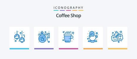 Coffee Shop Blue 5 Icon Pack inklusive Getränk. Kaffee. Geschäft. brechen. trinken. kreatives Symboldesign vektor