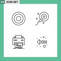 Aktienvektor-Icon-Pack mit 4 Zeilenzeichen und Symbolen für grundlegendes Drucken von Benutzer-Bio-Papier editierbare Vektordesign-Elemente vektor
