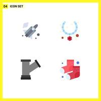 Stock Vector Icon Pack mit 4 Zeilenzeichen und Symbolen für Fly Tools Jewel Gift Dots editierbare Vektordesign-Elemente