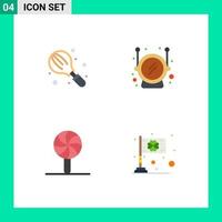 Stock Vector Icon Pack mit 4 Zeilenzeichen und Symbolen zum Backen von Festival-Küchenraum-Lollipop editierbare Vektordesign-Elemente