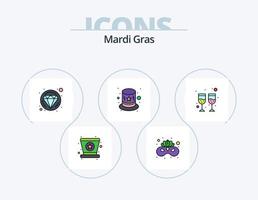 Mardi Gras Linie gefüllt Icon Pack 5 Icon Design. Theater. Karneval. Fan. Eis. Karneval vektor