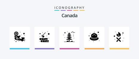 Canada Glyph 5 Icon Pack inklusive Born Fire. Wald. Winter. kalt. kreatives Symboldesign vektor