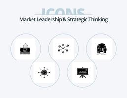 Marktführerschaft und strategisches Denken Glyph Icon Pack 5 Icon Design. Gruppe. Internet. Geschäft. WLAN. Dollar vektor