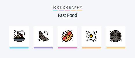 mit Fast-Food-Linie gefülltes 5-Icon-Paket, einschließlich . Essen. Fastfood. Fastfood. Essen. kreatives Symboldesign vektor