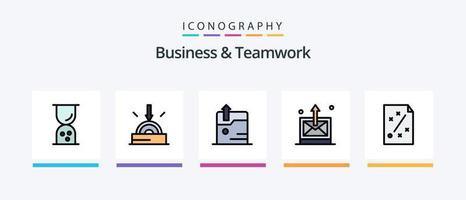 företag och lagarbete linje fylld 5 ikon packa Inklusive kreativ. kollektiv. företag. planera. kreativ ikoner design vektor