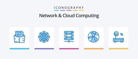 Netzwerk und Cloud Computing Blue 5 Icon Pack inklusive Elektronik. Technologie. Rechnen. Netzwerk. global. kreatives Symboldesign vektor