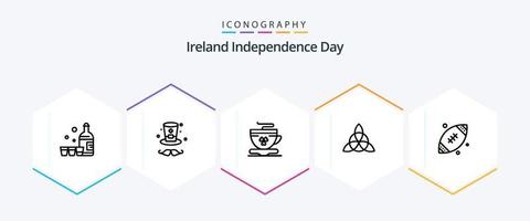 Irland-Unabhängigkeitstag 25-Zeilen-Icon-Pack einschließlich Irland. Rugby. Kaffee. Ball. Irland vektor