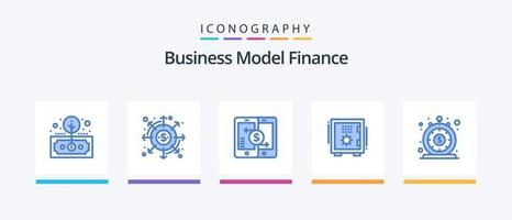 finansiera blå 5 ikon packa Inklusive deposition. Bank. pengar. smartphone. betalningar. kreativ ikoner design vektor