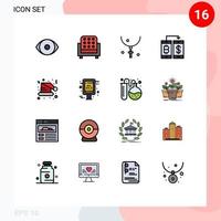 Piktogramm-Set aus 16 einfachen, flachen, farbgefüllten Linien von bearbeitbaren kreativen Vektordesign-Elementen für die Kreuzzahlungskette des Transfer-Smartphones vektor
