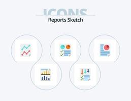 Berichte skizzieren flaches Icon-Pack 5-Icon-Design. Buchseite. Daten. Papier. Bericht. Buchseite vektor