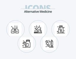 alternative Medizin Linie Icon Pack 5 Icon Design. Fisch. Joggen. Behandlung. Übung. Steine vektor