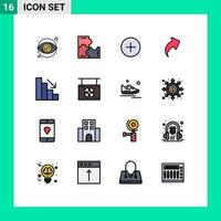 grupp av 16 platt Färg fylld rader tecken och symboler för falla analys Twitter rätt upp redigerbar kreativ vektor design element