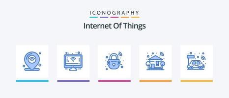 internet av saker blå 5 ikon packa Inklusive bil. wifi. hus. växla. Hem. kreativ ikoner design vektor