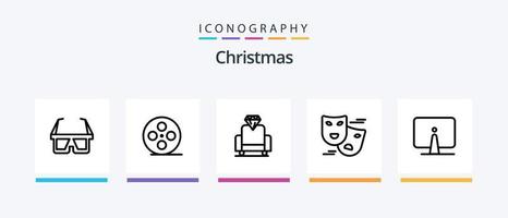 Christmas Line 5 Icon Pack inklusive Keks. Gruß. Kalender. Geschenk. Weihnachten. kreatives Symboldesign vektor