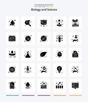 Creative Biology 25 Glyph Solid Black Icon Pack wie Biologie. saftig. suchen. Anlage. Direkte vektor