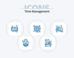 Zeitmanagement blau Icon Pack 5 Icon Design. Zeit. Glocke. Stunde. Alarm. Uhr vektor