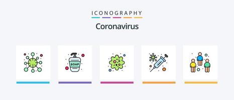 Coronavirus-Linie gefüllt 5 Icon Pack einschließlich Influenza. sauber. Fieber. Lunge. Temperatur. kreatives Symboldesign vektor