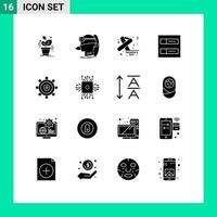uppsättning av 16 modern ui ikoner symboler tecken för kodning rutnät virtuell konton feminin redigerbar vektor design element