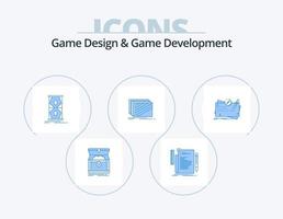 spel design och spel utveckling blå ikon packa 5 ikon design. layout. design. programmering. tid. tidigt vektor
