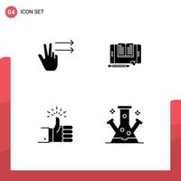 4 kreative Symbole moderne Zeichen und Symbole von Fingern Daumen Anwendung Tablet Review editierbare Vektordesign-Elemente vektor
