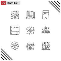 9 universelle Gliederungszeichen Symbole für Geschäftsverband Kleidung Bandhilfe löschen editierbare Vektordesign-Elemente vektor