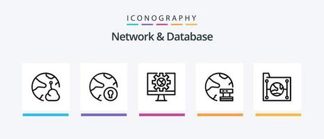 Netzwerk und Datenbank Line 5 Icon Pack inklusive Smartphone. App. Internet. trennen. Datenbank. kreatives Symboldesign vektor