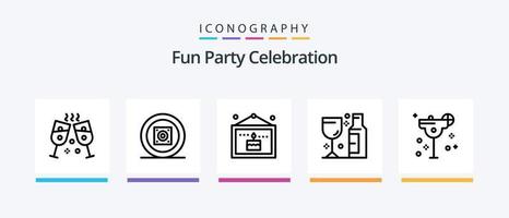 Party Line 5 Icon Pack inklusive Party. Feuerwerk. Musik. Feuerwerkskörper. Lied. kreatives Symboldesign vektor