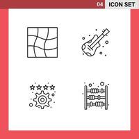 Stock Vector Icon Pack mit 4 Zeilenzeichen und Symbolen für Verzerrungseinstellungen Gitarren-Lesezeichen Pflicht editierbare Vektordesign-Elemente