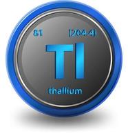 chemisches Element von Thallium. chemisches Symbol mit Ordnungszahl und Atommasse. vektor