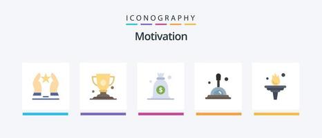 Motivation Flat 5 Icon Pack inklusive Motivation. Karriere. Trophäe. Tiefe Suche. suchen. kreatives Symboldesign vektor