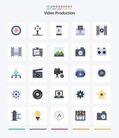 kreative Videoproduktion 25 Flat Icon Pack wie Film. Medien. Film. Post. Video vektor