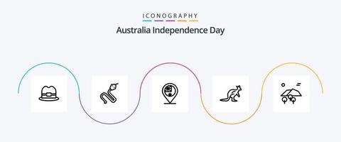 Australien Independence Day Line 5 Icon Pack inklusive Trave. einheimisch. Land. australisch. Anomalie vektor