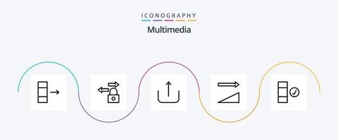 multimedia linje 5 ikon packa Inklusive . ladda upp. data. kolla upp vektor