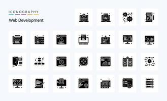 25 Symbolpaket für solide Glyphen für die Webentwicklung vektor