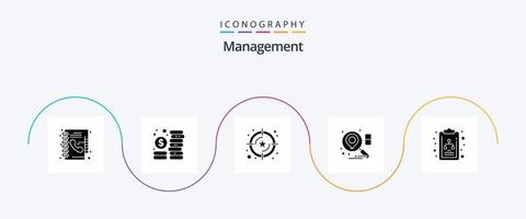 Management Glyphe 5 Icon Pack inklusive Organigramm. Diagramm. Bewertung. Geschäft. Standort vektor