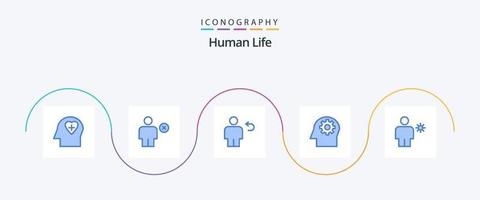 Human Blue 5 Icon Pack inklusive Körper. Geist. Benutzerbild. geistig. zurückkehren vektor