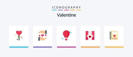 valentine platt 5 ikon packa Inklusive flygande hjärta. dag. kärlek. alla hjärtans dag. bröllop. kreativ ikoner design vektor