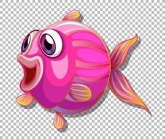 söt fisk med stora ögon seriefigur på transparent bakgrund vektor