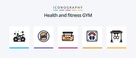 Gym Line gefüllt 5 Icon Pack inklusive Sport. Übung. Übung. Hantel. Datum. kreatives Symboldesign vektor