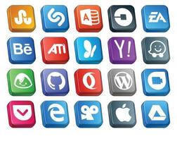 20 Social-Media-Icon-Packs, einschließlich Opera Basecamp Sports Waze Yahoo vektor