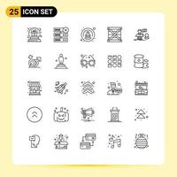 universell ikon symboler grupp av 25 modern rader av samråd utveckling leverans design låda redigerbar vektor design element
