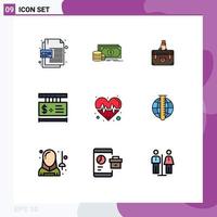 9 kreativ ikoner modern tecken och symboler av uppkopplad pris resväska portfölj dokument redigerbar vektor design element