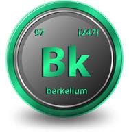 berkelium kemiskt element. kemisk symbol med atomnummer och atommassa. vektor