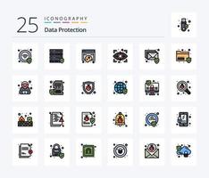 Datenschutz 25 Zeilen gefülltes Icon Pack inklusive Daten. Post. Daten. Email. Scan vektor