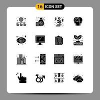 Stock Vector Icon Pack mit 16 Linienzeichen und Symbolen für Marktdiagramm Geld menschliche Kommunikation editierbare Vektordesign-Elemente