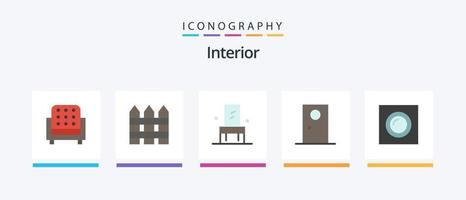 Innenflach 5 Icon Pack inklusive rund. Außen. Schutz. Eingang. Sitz. kreatives Symboldesign vektor