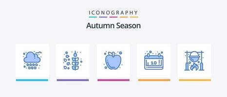 Autumn Blue 5 Icon Pack inklusive Picknick. Herbst. Herbst. Jahreszeit. Kalender. kreatives Symboldesign vektor
