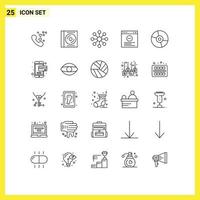 25 Benutzeroberflächen-Line-Pack mit modernen Zeichen und Symbolen von elektronischen Geräten Disc-Website-Browser editierbare Vektordesign-Elemente vektor